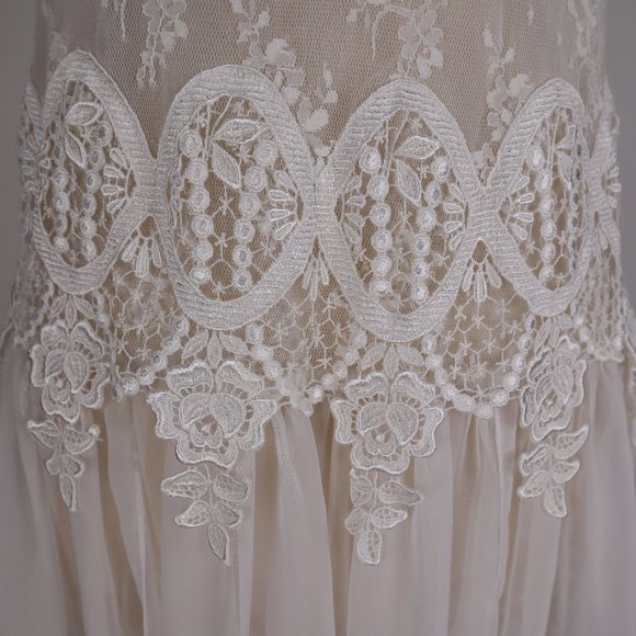 🌺 Vtg Jessica McClintock White Bridal Lace Nightgown Negligee Victorian Dress S - Picture 11 of 15